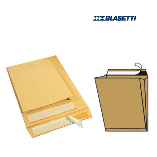 BLASETTI 578 BUSTE DI CARTA A SACCO CON STRIP E SOFFIETTO 190X260 mm 100 GR COL. AVANA CONF 10 Pz.